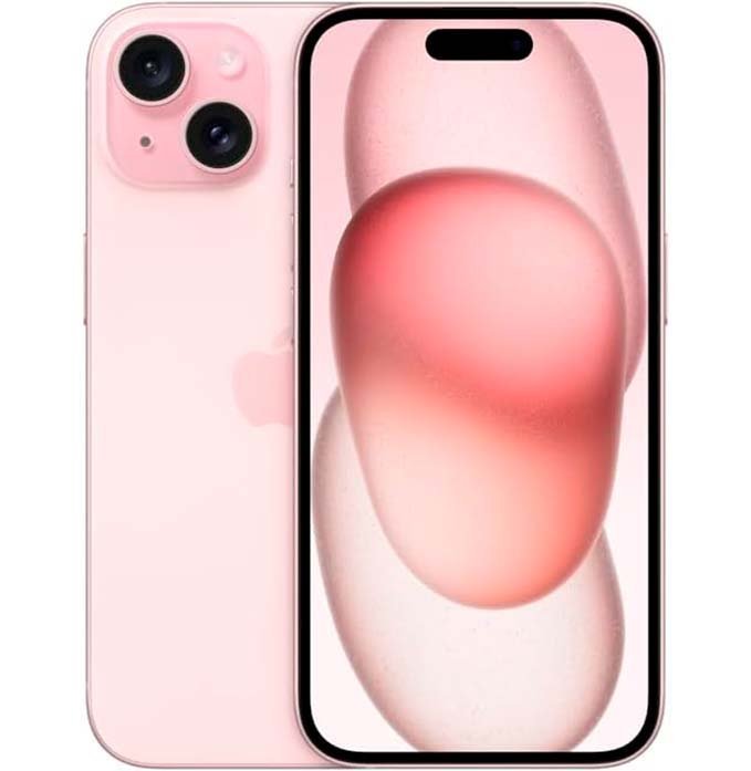 iPhone 15 128GB rosa, frente e verso